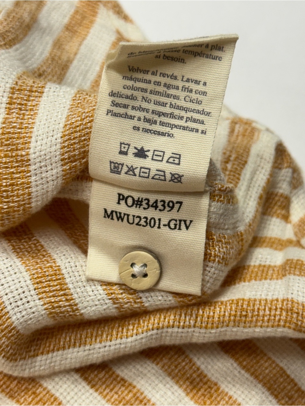 Faherty Palma 100% Linen Shirt Men’s Large Short Sleeve Yellow Striped Casual - Picture 5 of 7